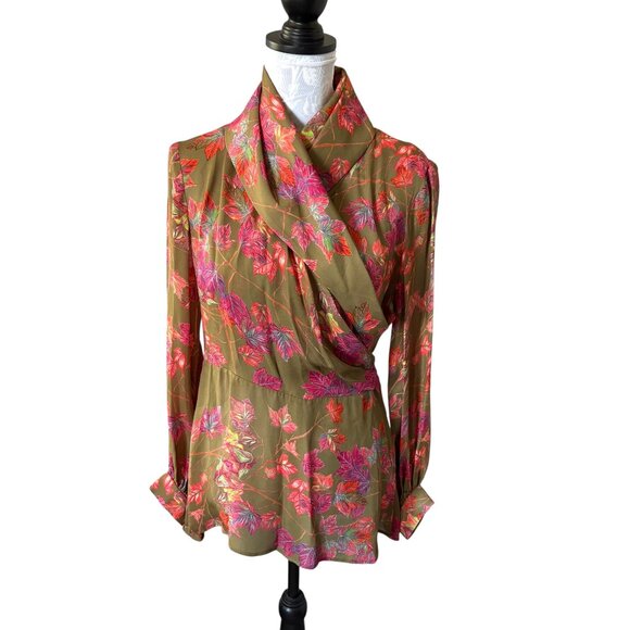 Ala Von Auersperg Julie Silk Blouse Autum Leaves Womens Luxury XS NWT - Picture 1 of 10